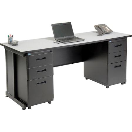 Interion By Global Industrial Office Desk Kit, 24 in D X 30 in H, 72 in W X 670076GY